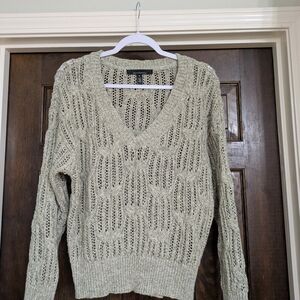 White House Black Market Metallic V-Neck Sweater
